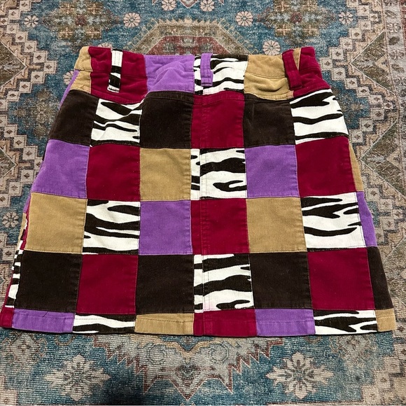 Y2K Talbots Girls patchwork mini skirt with zebra and purple tones size 14 - Picture 6 of 7